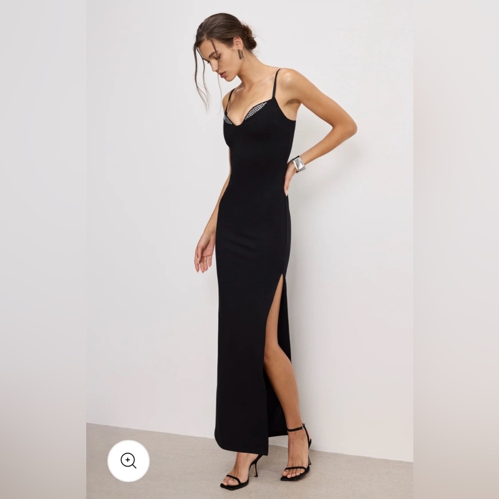 Good American Long Black Dress with rhinestone embellished cups.
